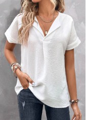 White tops,Plain Color tops,ROTITA Criss Cross Dark Camel V Neck Blouse