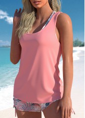 Pink plus size,Floral plus size,Plants plus size,ROTITA Plus Size Mid Waisted Criss Cross Top