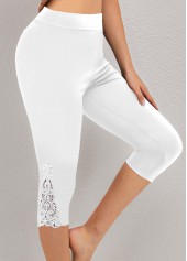 White bottoms,Plain Color bottoms,ROTITA Plus Size White High Waisted Elastic Waist Leggings