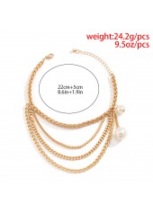 Gold jewelry,Other jewelry,Chain Layered Design Pearl Gold Anklet