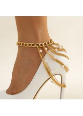 Chain Layered Design Pearl Gold Anklet