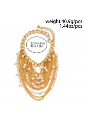 Gold jewelry,Other jewelry,Chain Layered Design Pearl Gold Anklet