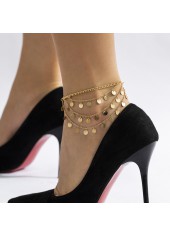 Layered Design Tassel Detail Gold Anklet