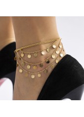 Gold jewelry,Other jewelry,Layered Design Tassel Detail Gold Anklet