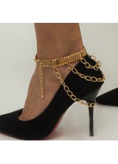 Gold jewelry,Other jewelry,Layered Design Chain Detail Gold Anklet