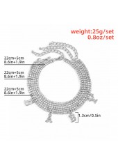 Silvery White jewelry,Other jewelry,Layered Letter Rhinestone Silvery White Anklet