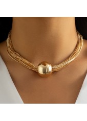 Layered Design Iron Detail Gold Necklace