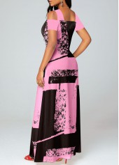 Pink plus size,Graphic plus size,ROTITA Plus Size Pocket Pink Graffiti Print Maxi Dress