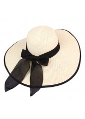 Beige accessories,Plain Color accessories,Contrast Stitch Bowknot Beige Visor Hat