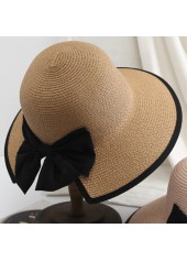 Light Coffee accessories,Plain Color accessories,Bowknot Contrast Stitch Light Coffee Visor Hat