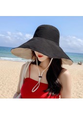 Black accessories,Plain Color accessories,Contrast String Nylon Black Visor Hat