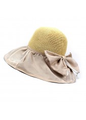Bowknot Design Patchwork Beige Visor Hat