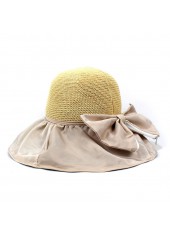 Beige accessories,Contrast Color accessories,Bowknot Design Patchwork Beige Visor Hat