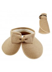 Light Coffee accessories,Plain Color accessories,Bowknot Foldable Light Coffee Visor Hat