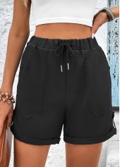 Schwarze Shorts mit hoher Taille und Kordelzug und Tasche