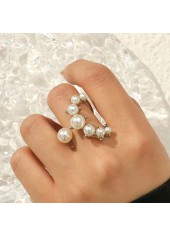 Asymmetry Pear Detail Silvery White Ring