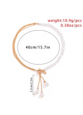 Gold jewelry,White jewelry,Contrast Color jewelry,Asymmetric Pearl Detail Gold Chain Necklace