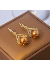 Gold jewelry,Other jewelry,Pearl Rhinestone Design Geometric Gold Earrings