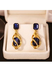 Dark Blue Geometric Pattern Alloy Detail Earrings