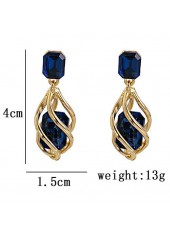 Dark Blue jewelry,Geometric jewelry,Dark Blue Geometric Pattern Alloy Detail Earrings