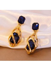 Dark Blue jewelry,Geometric jewelry,Dark Blue Geometric Pattern Alloy Detail Earrings