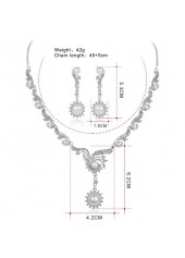 Silvery White jewelry,Geometric jewelry,Pearl Detail Silvery White Geometric Pattern Earrings and Necklace