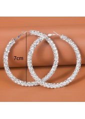 Silvery White jewelry,Plain Color jewelry,Rhinestone Detail Round Silvery White Earrings