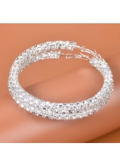 Silvery White jewelry,Plain Color jewelry,Rhinestone Detail Round Silvery White Earrings