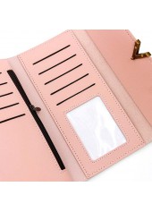 Pink accessories,Geometric accessories,Pink Metal Ring Detail Hasp Wallet