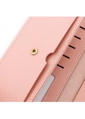 Pink accessories,Geometric accessories,Pink Metal Ring Detail Hasp Wallet