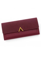 Deep Red Metal Ring Detail Hasp Wallet