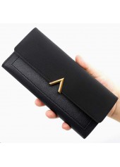Black accessories,Other accessories,Black Metal Ring Detail Hasp Wallet