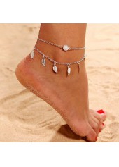 Leaf Alloy Detail Geometric Pattern Silver Anklet