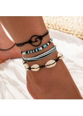 Oval Geometric Pattern Blue Anklet Set