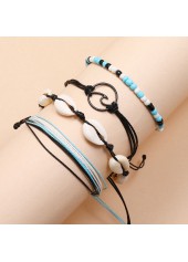 Blue jewelry,Black jewelry,Geometric jewelry,Oval Geometric Pattern Blue Anklet Set