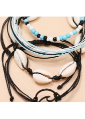 Blue jewelry,Black jewelry,Geometric jewelry,Oval Geometric Pattern Blue Anklet Set