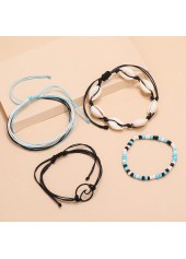 Blue jewelry,Black jewelry,Geometric jewelry,Oval Geometric Pattern Blue Anklet Set