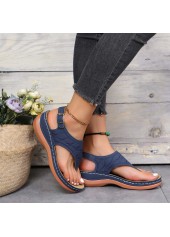 Marineblaue Sandalen mit mittlerem Absatz und Zehensteg