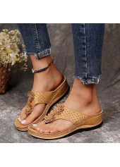 Light Camel Mid Heel Toe Post Slippers