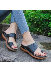 Black Rubber Mid Heel Toe Post Slippers