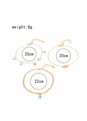 Golden jewelry,Geometric jewelry,Golden Geometric Pattern Alloy Detail Anklet Set