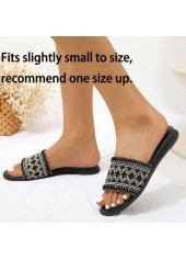 Black accessories,Geometric accessories,Striped accessories,Chevron accessories,Black Geometric Pattern Falt Open Toe Slippers