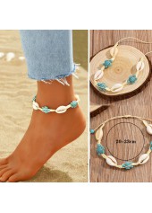 Conch Sea Turtle Detail White Anklet