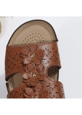 Dark Camel accessories,Plain Color accessories,Floral Dark Camel Mid Heel Open Toe Sliders