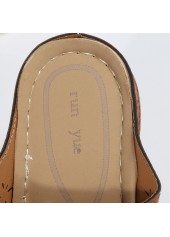 Dark Camel accessories,Plain Color accessories,Floral Dark Camel Mid Heel Open Toe Sliders