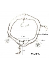 Silver jewelry,Other jewelry,Moon Layered Heart Design Silver Anklet Set