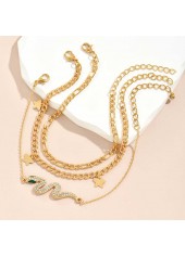 Golden jewelry,Other jewelry,Star Layered Snake Design Golden Anklet Set