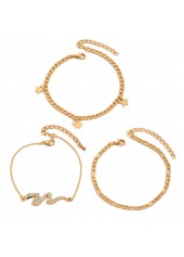 Golden jewelry,Other jewelry,Star Layered Snake Design Golden Anklet Set