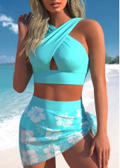 Cyan plus size,Plants plus size,ROTITA Plus Size High Waisted Mesh Bikini Set