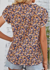 Multi Color tops,Ditsy Floral tops,Plants tops,Patchwork Ditsy Floral Print Multi Color Blouse